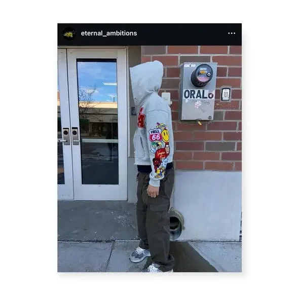 Limited Edition: new Eternal Ambitions ↯ Patch Work Hoodie ↯ Sweatshirt Grey ↯ L - Picture 2 of 16